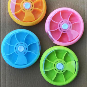 Marca personalizada de plástico dentro Visible ronda caja de <span class=keywords><strong>7</strong></span> días píldora organizador semanal de molino de viento de pastillero - Product Image 4