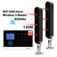 SMARSECUR 433MHz Kontrol Aplikasi Nirkabel Anti-hujan 2/3 Balok Detektor Inframerah Aktif Sensor Alarm Penghalang Bertenaga Baterai 60m/120m