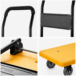 Steel Foldable <b>Portable</b> Industrial Platform Hand Cart Four-Wheel Warehouse <b>Trolley</b> Detachable Cargo Transport Hand Truck - Product Image 5