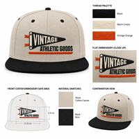 Gorra Snapback de Marca con Corona Alta y Visera Plana, Bordado Vintage de Estandarte, Empaque Minorista para Tiendas de Moda Urbana con Etiqueta Personalizada