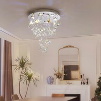 Nouveau Lustre Papillon Designer en Acier Inoxydable et Cristal, Économe en Énergie, pour Salle à Manger et Escalier, Éclairage Haut de Gamme