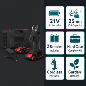 Sécateur électrique sans fil 21V, sécateur au lithium, capacité de coupe de 25 mm, <span class=keywords><strong>kit</strong></span> d'outils de jardinage et d'orchardage alimenté par batterie - Product Image 3