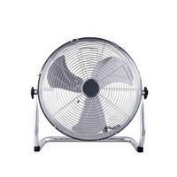 Ventilateur sur pied en métal argenté de 16 pouces, personnalisé en usine, avec 3 pales métalliques et contrôle mécanique de la vitesse