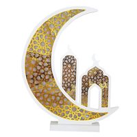 Croissant de lune Ramadan 80/100cm en bois avec LED, décoration de table islamique pour la maison, ornement Eid Mubarak, couleur personnalisée, vente en gros d'usine