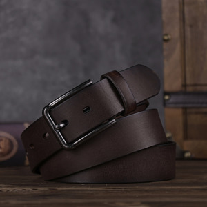 WIZNEERK Sabuk Kulit Asli Pria Vintage Distressed, Sabuk Pinggang Kulit Full Grain Tekstur Alami yang Kokoh untuk Celana Jeans - Product Image 3