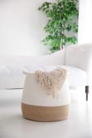 Vente en gros 2022 nouveau style de grand panier à linge tissé en corde de coton avec longues poignées