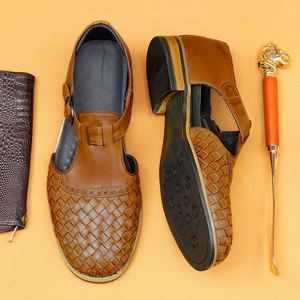 Sandales romaines gladiateur pour hommes les plus vendues, en cuir véritable tressé à la main, décontractées, pour la plage, l'extérieur, les mariages, respirantes - Product Image 4