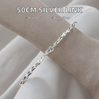 Bracelet à maillons en argent sterling 925 de 50 cm, plaqué rhodium, minimaliste, unisexe, cadeau quotidien, bijoux