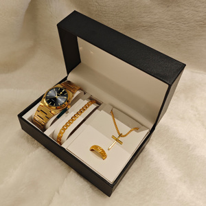 Gohuos 8807 Ensemble Classique 5 Pièces : Collier Croix, Bague, Chaîne, Bracelet, Montre Homme de Luxe Lumineuse et Étanche avec Coffret en Cuir Haut de Gamme - Product Image 5