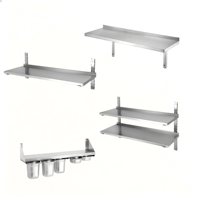 Étagère murale en acier inoxydable réglable en hauteur, amovible et personnalisable, pour cuisine, support mural pour bacs GN, rangement mural