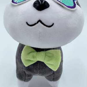 Uyeah Custom Cool Husky farcito animale <span class=keywords><strong>cane</strong></span> giocattolo adorabile lupo con occhiali da sole e verde papillon PP cotone ripieno per i bambini - Product Image 3