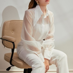 Camisa de Mujer con Logotipo Personalizado, Transparente, de Poliéster, Manga Larga, Camisas Transparentes Premium para Mujer - Product Image 2