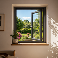 Ventana Abatible de Aluminio con Doble Vidrio, Triple Acristalamiento, Ahorro de Energía, con Barra Antirrobo