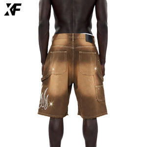 شورت جينز أصلي مخصص من XUFEI، ملابس الشارع للرجال، 100% قطن، فضفاض، مغسول بالأحماض، شورت جينز للرجال - Product Image 3