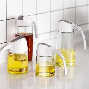 Amazon Leak Proof Condiment Container Auto Flip Vinegar Glass Bottle Olive Oil Dispenser