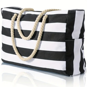 Custom Logo Waterproof Zipper Travel Crossbody Geometric Outdoor Beach Tote <b>Bag</b> <b>Large</b> Capacity <b>Canvas</b> Tote <b>Bag</b> - Product Image 2