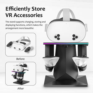 Dock de charge support VR pour accessoires <span class=keywords><strong>Oculus</strong></span> Quest 3s casque VR et contrôleurs tactiles support d'affichage support vertical RVB - Product Image 4
