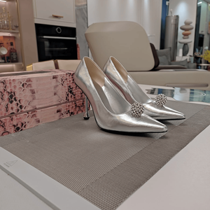 Zapatos de Tacón Jimmy para Mujer, Versátiles, con Punta en Pico, Adorno de Pedrería y Tacón Esculpido, para Uso Diario, Casual y Formal - Product Image 1