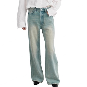 Wholesale 100% Cotton Boot Cut <b>Vintage</b> Slightly Stretch Soft Loose Distressed Decoration Hem Men's <b>Jeans</b> - Product Image 1