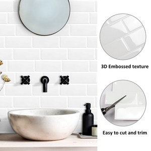 Vividtiles Carreaux muraux de métro blancs faciles à installer Conception imperméable à peler et à coller pour les espaces d'appartements d'hôtel - Product Image 5