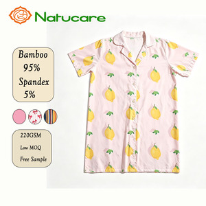 Comfortable Bamboo Fiber Women Nightgown Wholesale <strong>Lemon</strong> <strong>Printed</strong> Short Sleeve Breathable Soft Lounge Sleep Shirt Custom <strong>Dress</strong> - Product Image 1