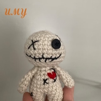 Porte-clés en peluche amigurumi fait main pour Halloween, poupée vaudou, jouets en crochet personnalisés en coton écologique