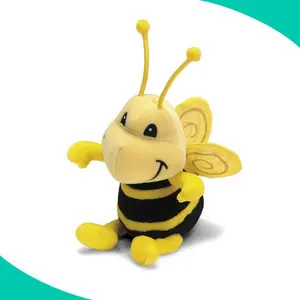 공장 주문 견면 벨벳 연약한 꿀벌은 날개를 가진 귀여운 노란 비행 꿀벌 견면 벨벳 장난감을 채웠습니다