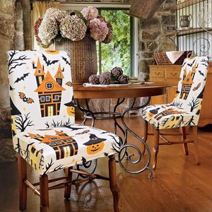 Housses de chaises de salle à manger Halloween 4 pièces housses de siège amovibles pour décoration de maison hantée en stock! - Product Image 2