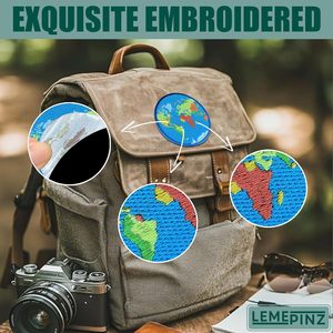 Custom Globe Embroidery Patch 3 Inches Iron On Sew On Travel <b>Applique</b> Fabric Nonwoven Felt Patch For Bags - Product Image 4