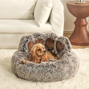 Manufacturer Wholesale Custom logo Pet Supplier <b>Plush</b> Dog <b>Cat</b> Bed Bear Paw Shape - Product Image 4