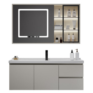 Armoire de salle de bain murale intelligente avec miroir intégré, en MDF, résistante à l'eau, au design moderne et minimaliste, personnalisable - Product Image 3