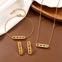Ensemble de bijoux en acier inoxydable 304 plaqué or avec zircone, comprenant boucles d'oreilles, bracelet et collier, 3 pièces, vente en gros