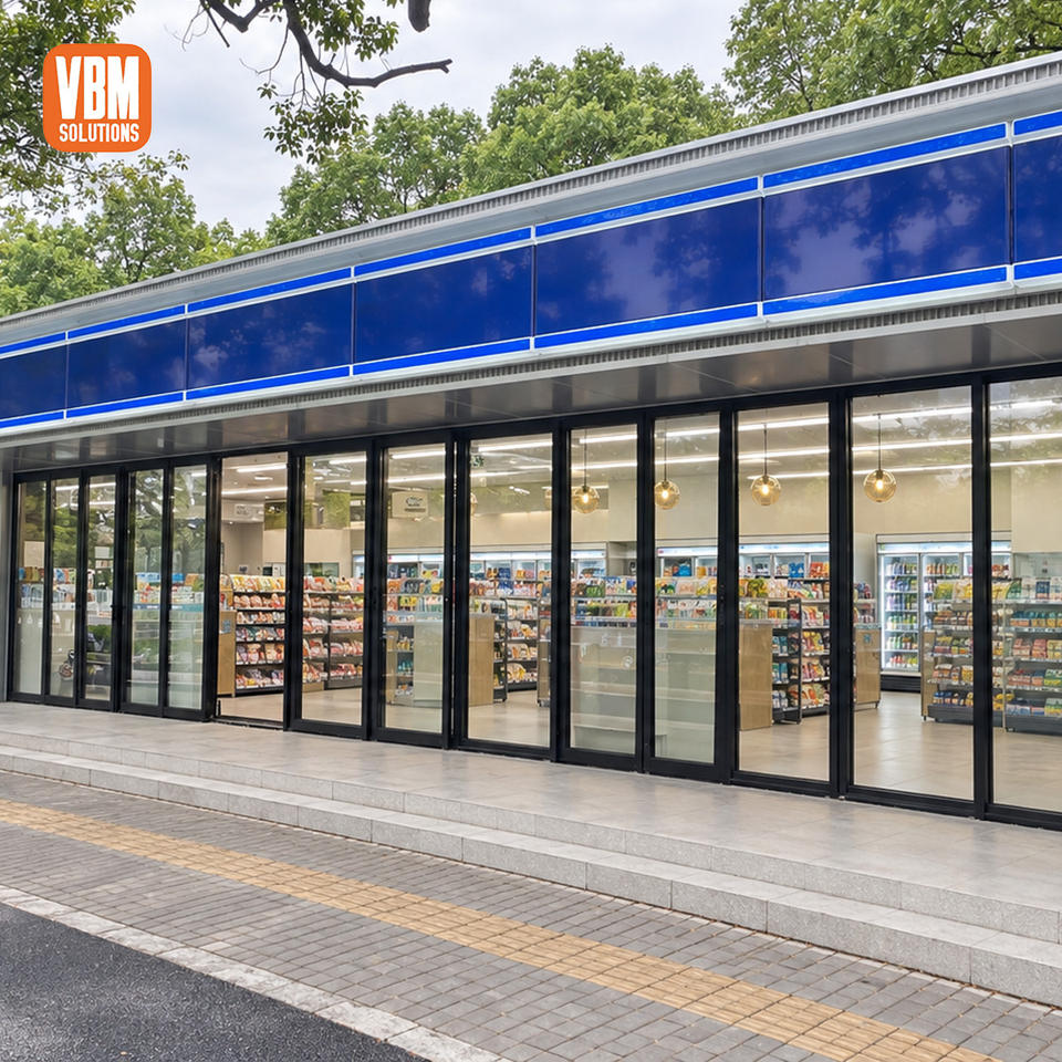 Commercial Aluminium Folding Door Double Glazed for Supermarket Store ...