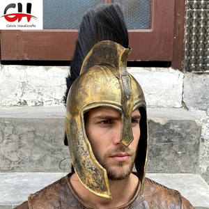 CHk Medieval Helmet Arm Battle Worn Knight Spartan Lion <b>Face</b> Shield <b>Polished</b> Metal Black Handmade 18" Calvin Christmas New Year - Product Image 1