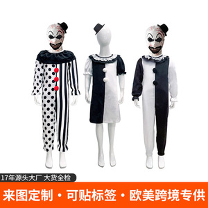 Disfraz de payaso de Halloween, mono a rayas con lunares en blanco y negro con máscara para niños de 8 a 13 años, juego de rol de cosplay - Product Image 5