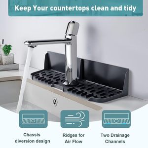 Tapis de protection moderne en silicone réutilisable pour évier de cuisine avec égouttoir automatique et boîte de rangement anti-éclaboussures - Product Image 4