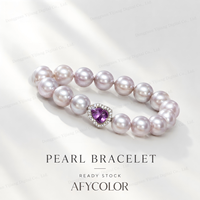 Bracelet en améthyste naturelle et perles d'eau douce avec breloque gourde plaqué or rose, vente en gros, fournisseur OEM personnalisé