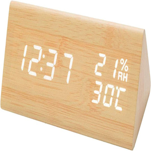 LED ไม้อุณหภูมิความชื้นเสียงเปิดใช้งานนาฬิกาปลุก - Product Image 2
