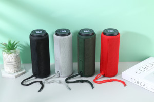Draagbare draadloze speaker van textiel met acryl lens, draaiknop voor <span class=keywords><strong>volume</strong></span>-aanpassing, ondersteuning voor TWS, riemkoord, kolomvormig, geschikt voor buitengebruik - Product Image 6