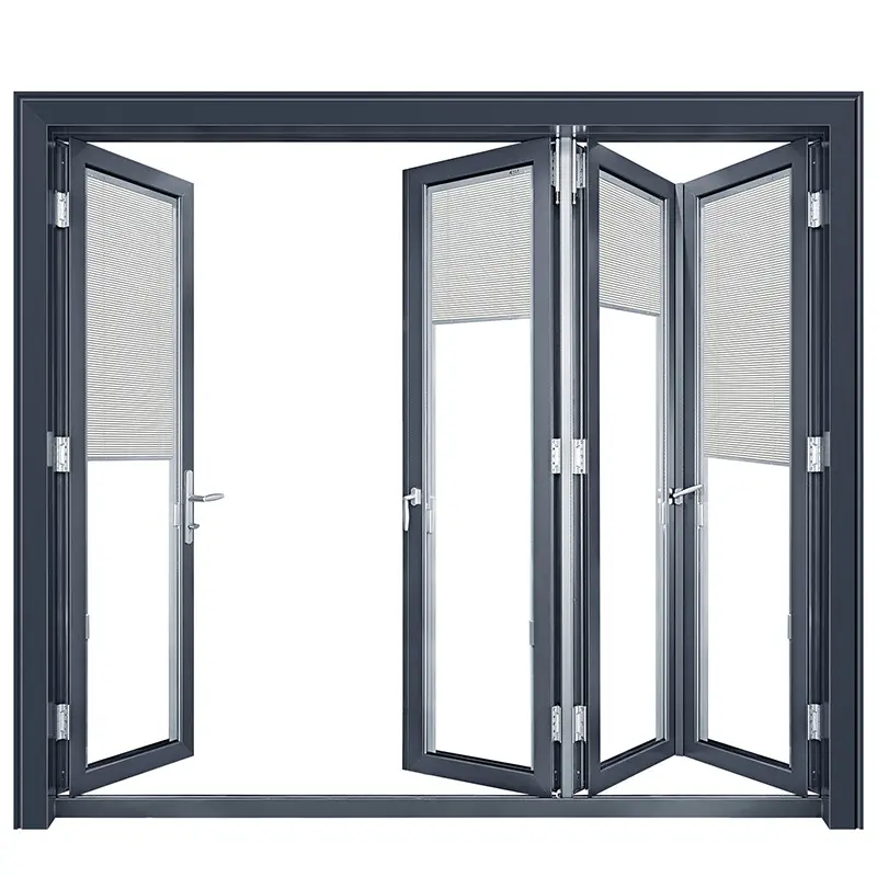 Porta di vetro pieghevole in alluminio panoramica fisarmonica divisorio interno porta pieghevole
