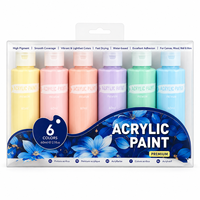 Ensemble de peinture acrylique pastel Macaron, 6 couleurs, 60 ml, emballage en boîte transparente, peinture non toxique pour enfants et étudiants, bricolage scolaire, art et artisanat