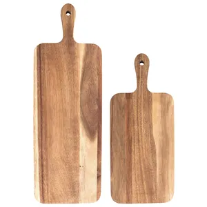 2 Stuks Acacia Houten Bord Dienblad Voor Brood En Kaas Met Handvat Decoratieve Planken