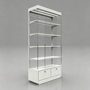 Vitrine de présentation de bijoux blanche écologique avec éclairage LED en métal et verre pour boutique de détail et centre commercial - Product Image 2
