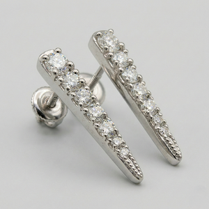 Pendientes de platino con diamantes de 1,00 quilates, diseño minimalista, piedras de corte brillante, joyería de lujo para mujer, ropa de oficina, regalo de boda - Product Image 1