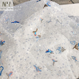 ผ้าลูกไม้ปักลายลูกปัดแบบแบน ดีไซน์ลายคลื่นสุดหรู พร้อมลายพิมพ์นก จาก Nanyee Textile - Product Image 6
