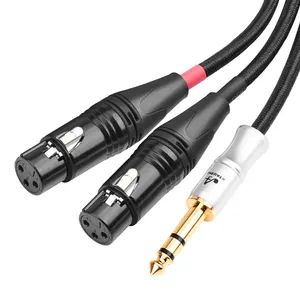 ATAUDIO HIFI 6.5mm à double XLR 3 broches câble Audio pour amplificateur de mélangeur Microphone 6.5 à 2xlr mâle femelle câble de haut-parleur Y séparateur