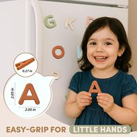 Lettres magnétiques en silicone personnalisées, vente chaude, aimants de réfrigérateur à prise facile, alphabet pour enfants, construction de mots, caractères éducatifs