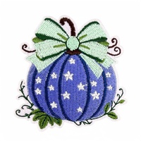 Patch thermocollant décoratif en polyester brodé, motif étoile et citrouille à carreaux colorés, avec nœud papillon, pour vêtements