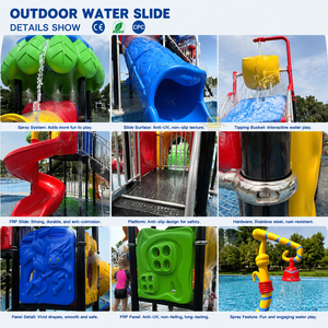 Équipement de jeux aquatiques extérieur avec toboggans en FRP pour parcs à thème et aires de jeux publiques - Product Image 6