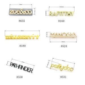 Etiqueta Metálica de Alta Calidad Chapada en Oro para Bolsos, Logotipo Personalizado con <span class=keywords><strong>Letras</strong></span> Metálicas y Pasadores - Product Image 6